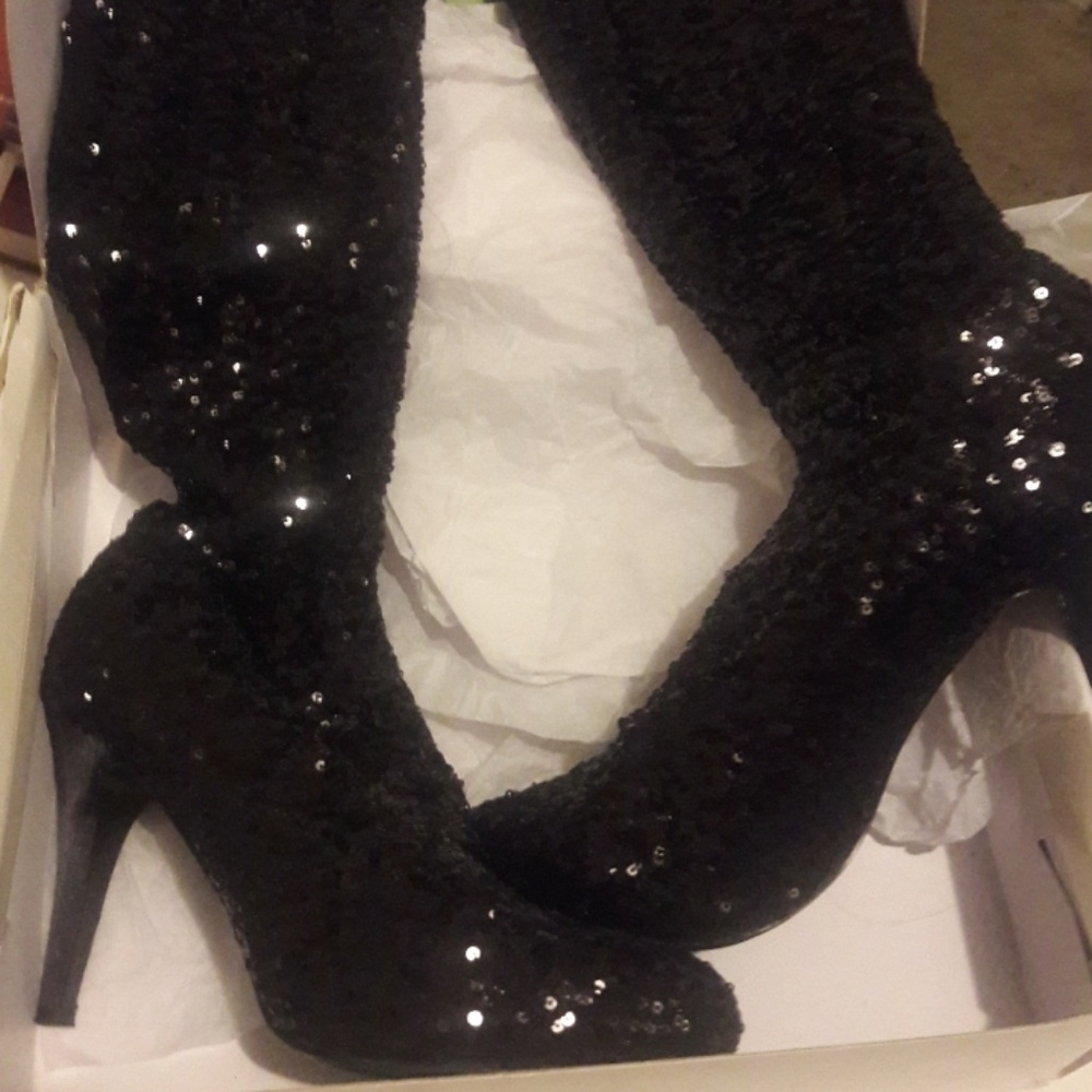 Boston proper black sequence boots